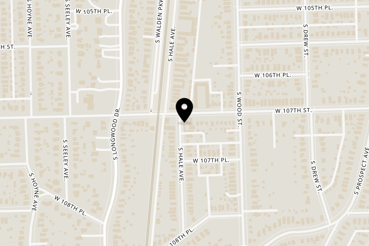 Map showing the location of The SoulFood Lounge The SoulFood Lounge 2 on 10701 S Hale Ave in Chicago