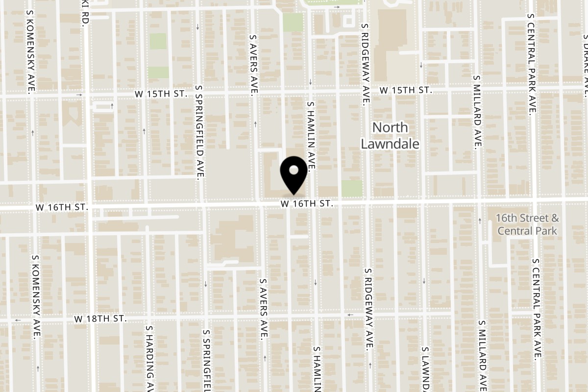 Map showing the location of The SoulFood Lounge The Soul Food Lounge on 3804 W 16th St in Chicago